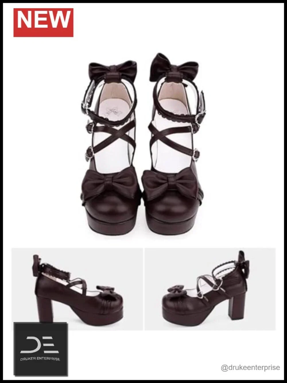 Japanese Lolita Party Shoes Platform Pump Heels Strappy Ankle Strap Faux